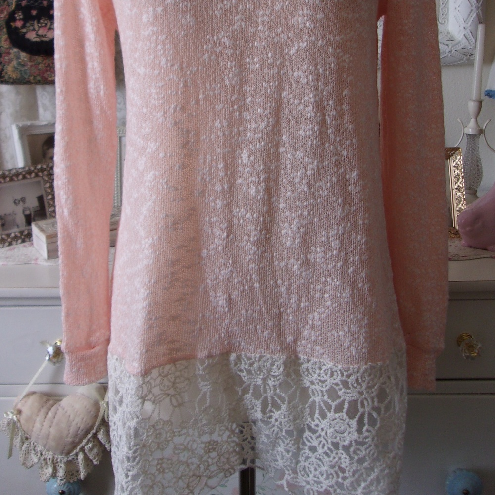 CLEARANCE PRICE Tunic Sweater With Lace